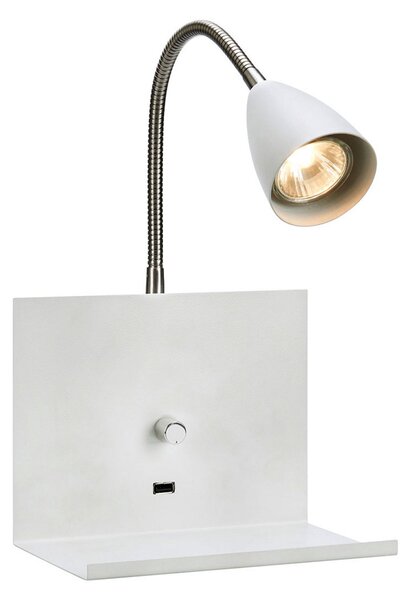 Lampă de perete Markslöjd, Logi, reglabil, Alb, dormitor, Metal, Modern