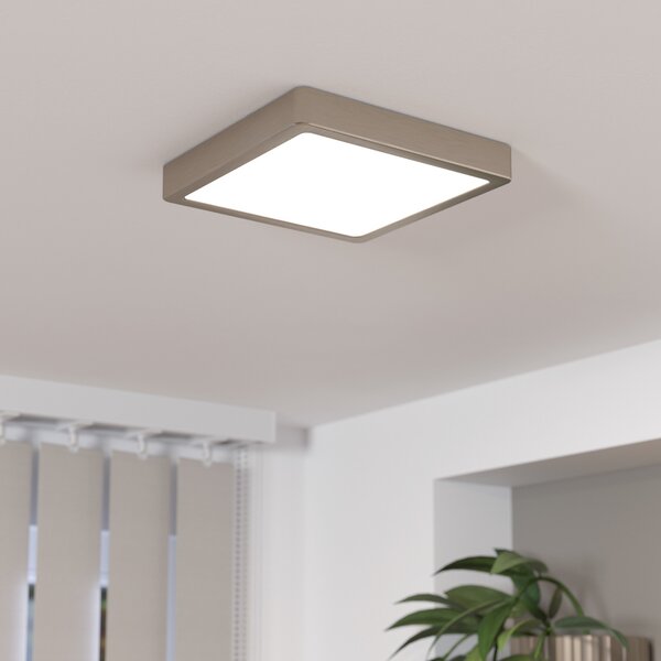 EGLO Panou cu LED montat pe suprafață Fueva 5 IP20 830 nickel 21x21cm, Gri, Camera de zi / sufragerie, Metal, Modern