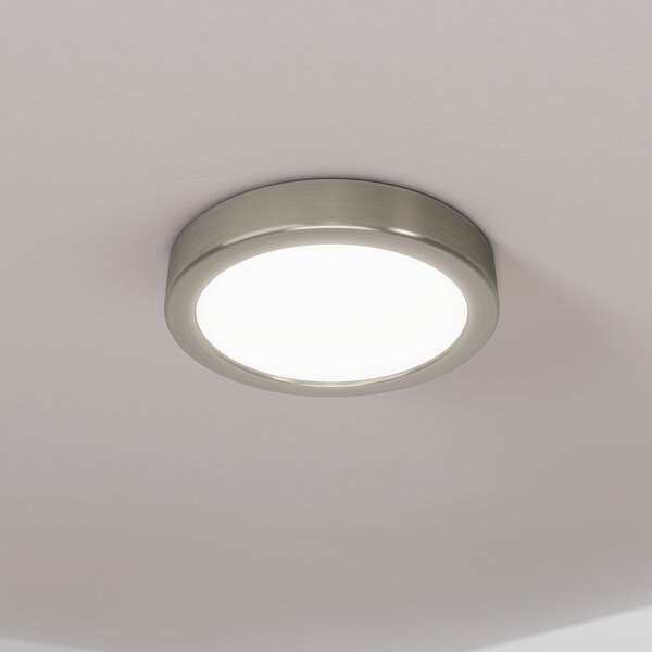 EGLO Panou LED de suprafață Fueva 5 IP20 830 nichel Ø16cm, Gri, Camera de zi / sufragerie, Metal, Modern