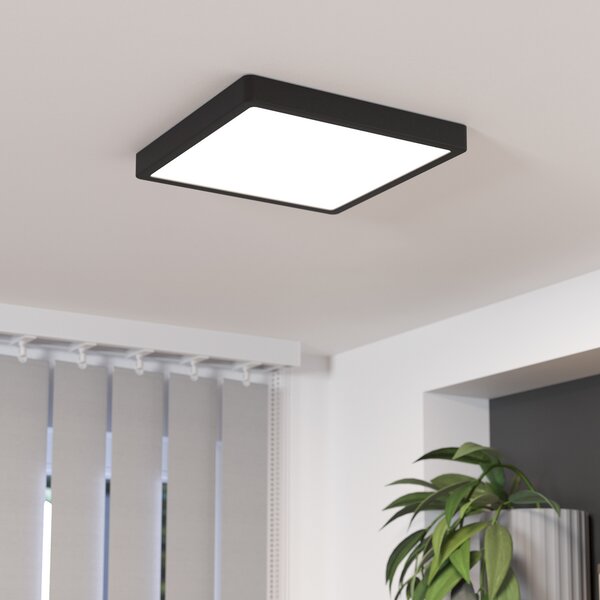 EGLO Panou cu LED montat la suprafață Fueva5 IP20 830 negru 28,5x28,5 cm, Negru, Camera de zi / sufragerie, Metal, Modern