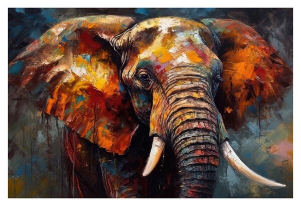 Tablou - Pictura unui elefant (90x60 cm)