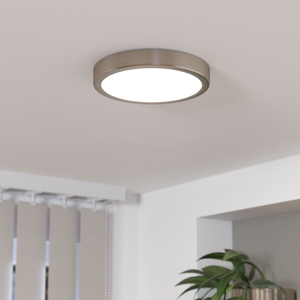 EGLO Panou LED de suprafață Fueva 5 IP20 830 nichel Ø21cm, Gri, Camera de zi / sufragerie, Metal, Modern
