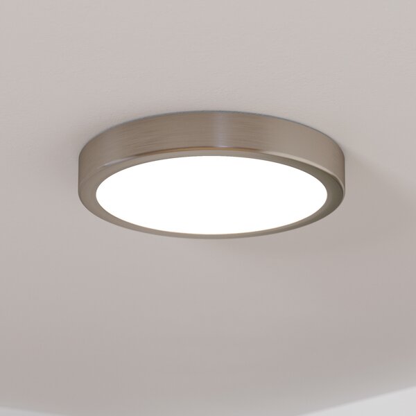 EGLO Panou LED de suprafață Fueva 5 IP20 830 nichel Ø21cm, Gri, Camera de zi / sufragerie, Metal, Modern