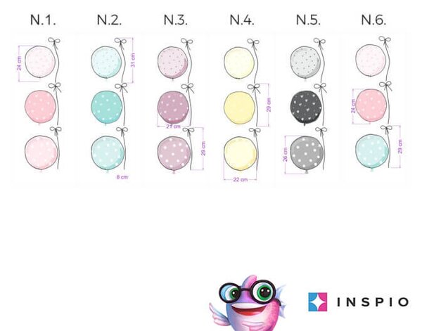 INSPIO-Autocolant textil - Baloane INSPIO în culori pudrate