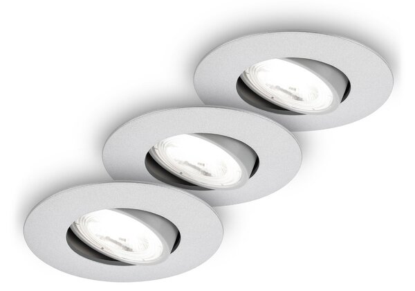 Briloner Kulana A lumină LED încastrată, crom mat, 4000K, set de 3, Metalic, Camera de zi / sufragerie, Plastic, Modern
