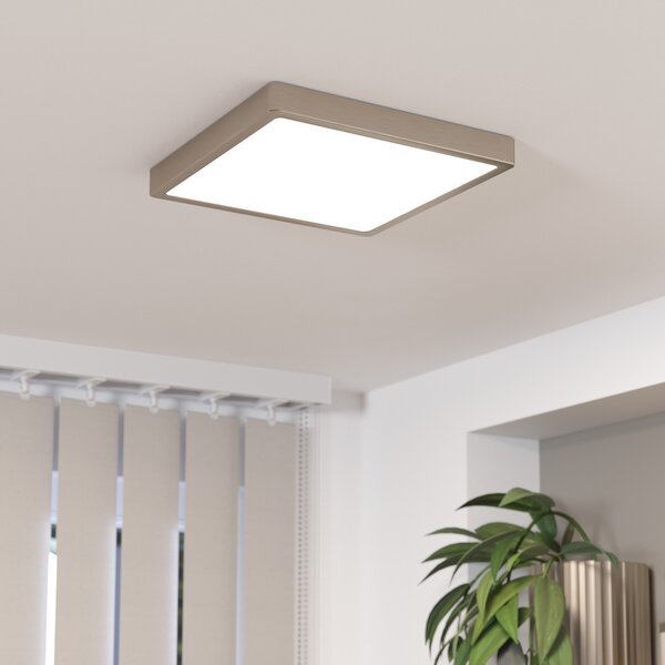 EGLO Panou cu LED montat pe suprafață Fueva 5 IP20 830 nichel 28,5x28,5 cm, Gri, Camera de zi / sufragerie, Metal, Modern