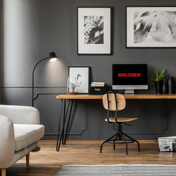 Briloner Cielo LED lampadar LED, negru, dimmer tactil, cablu USB, reglabil, Negru, Camera de zi / sufragerie, Metal, Modern, Proiector suspendat