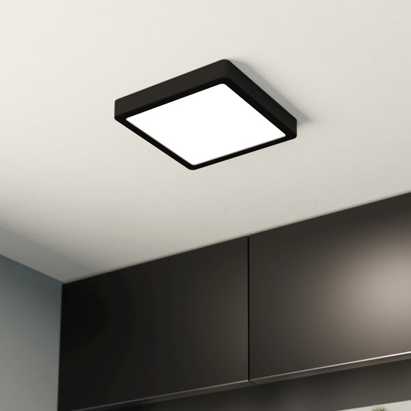 EGLO Panou cu LED montat pe suprafață Fueva 5 IP20 830 negru 21x21cm, Negru, Camera de zi / sufragerie, Metal, Modern