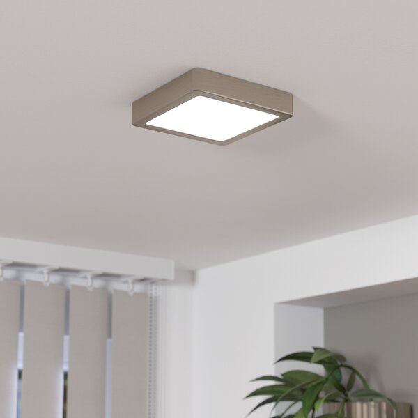EGLO Panou cu LED montat pe suprafață Fueva 5 IP20 830 nickel 16x16cm, Gri, Camera de zi / sufragerie, Metal, Modern