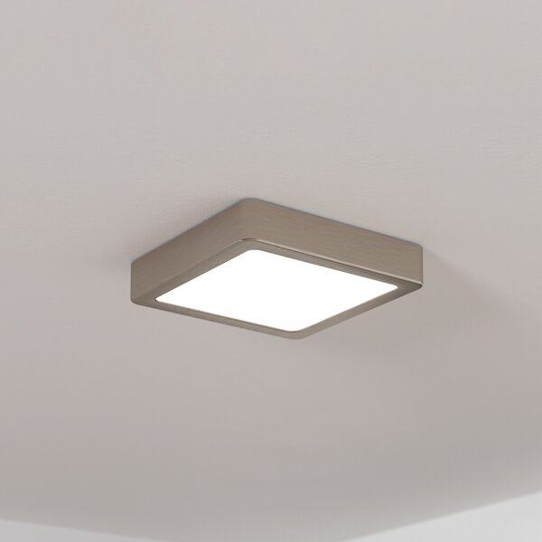 EGLO Panou cu LED montat pe suprafață Fueva 5 IP20 830 nickel 16x16cm, Gri, Camera de zi / sufragerie, Metal, Modern