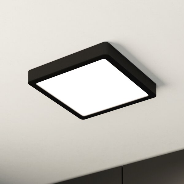 EGLO Panou cu LED montat pe suprafață Fueva 5 IP20 830 negru 21x21cm, Negru, Camera de zi / sufragerie, Metal, Modern