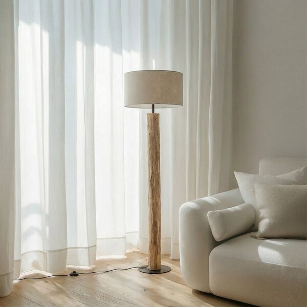 Lucande Lampadar Jorvan, crem, eucalipt, in, Bej, Camera de zi / sufragerie, Lemn