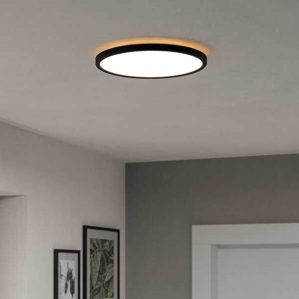 EGLO connect plafonieră LED Rovito-Z, negru, Ø 30 cm, reglabil, Negru, Camera de zi / sufragerie, Plastic, Perete rotund