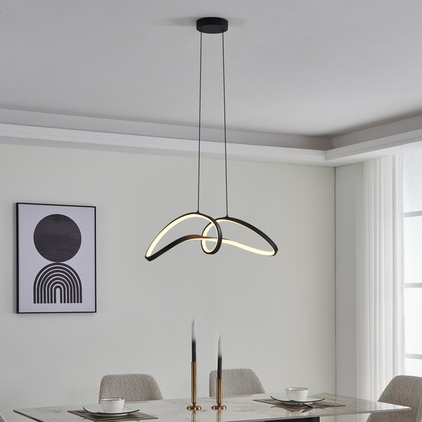 EGLO connect Lampă suspendată LED Calarossa-Z, negru, aluminiu, reglabil, Negru, Camera de zi / sufragerie, Aluminiu, Modern