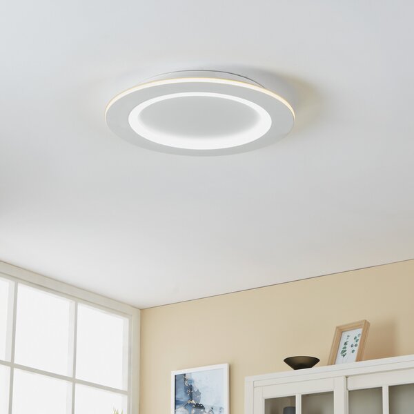 EGLO connect plafonieră LED Padrogiano-Z, Ø 45 cm, alb, reglabil, Alb, Camera de zi / sufragerie, Metal, Modern