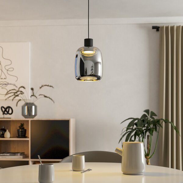 EGLO connect Lampă suspendată LED Molochio-Z, 1 bec, negru, reglabil, Negru, Camera de zi / sufragerie, Metal, Modern