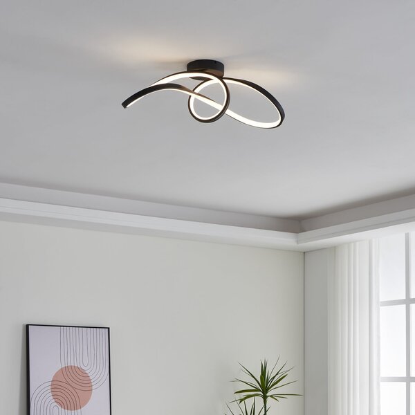 EGLO connect plafonieră LED Calarossa-Z, negru, aluminiu, reglabil, Negru, Camera de zi / sufragerie, Aluminiu, Modern