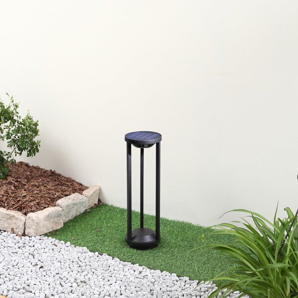 Lucande LED lumina solară Nilea, Ø 16 cm, negru, senzor, Negru, Aluminiu, Modern
