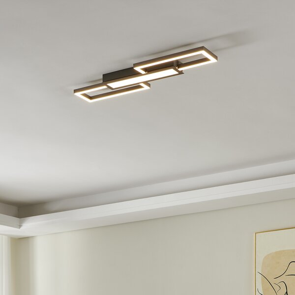 EGLO Plafonieră LED Monirote, nichel mat, lungime 78 cm, aluminiu, CCT, reglabil, Gri, Camera de zi / sufragerie, Aluminiu, Modern