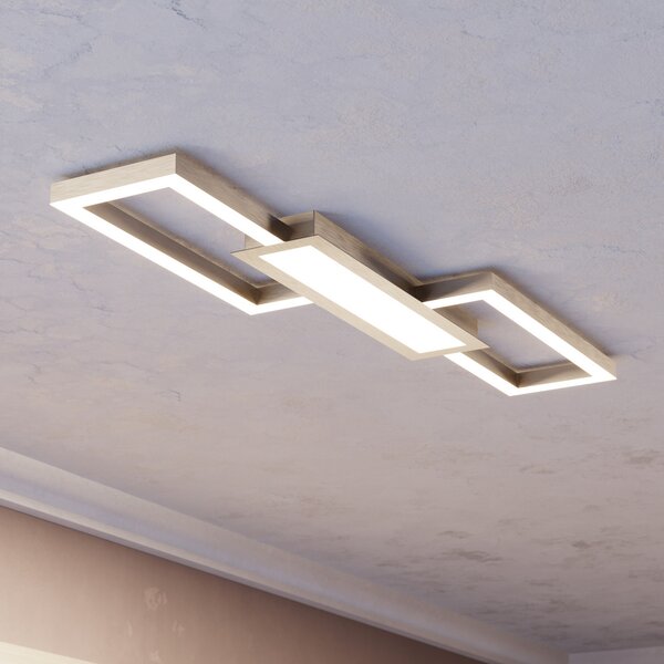 EGLO Plafonieră LED Monirote, nichel mat, lungime 78 cm, aluminiu, CCT, reglabil, Gri, Camera de zi / sufragerie, Aluminiu, Modern