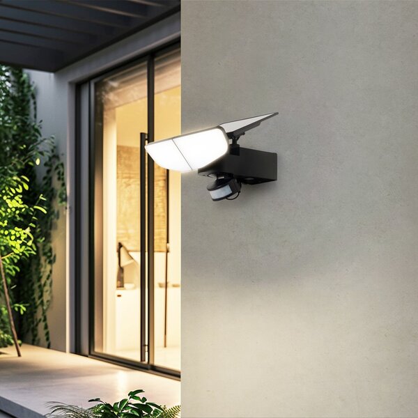 Lămpi de exterior Lindby, Naelin, reglabil, Negru, Balcon, Plastic, Modern