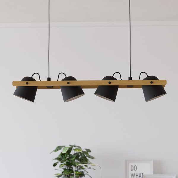 EGLO connect plafonieră LED Hornwood-Z, 4 becuri, negru, reglabil, Negru, Camera de zi / sufragerie, Lemn, Modern