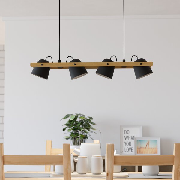 EGLO connect plafonieră LED Hornwood-Z, 4 becuri, negru, reglabil, Negru, Camera de zi / sufragerie, Lemn, Modern