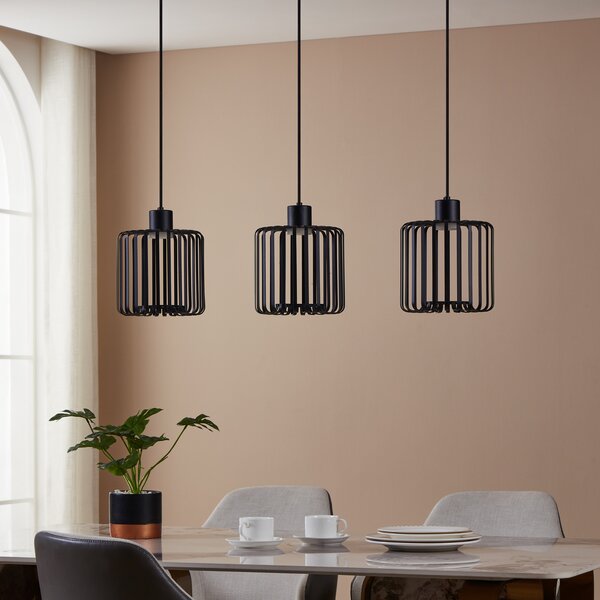 EGLO connect Lampă suspendată LED Ginestrone-Z, 3 becuri, negru, reglabil, Negru, Camera de zi / sufragerie, Metal, Modern