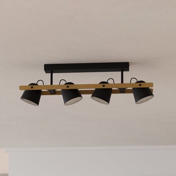 EGLO connect plafonieră LED Hornwood-Z, 4 becuri, negru, reglabil, Negru, Camera de zi / sufragerie, Metal, Scandinavă