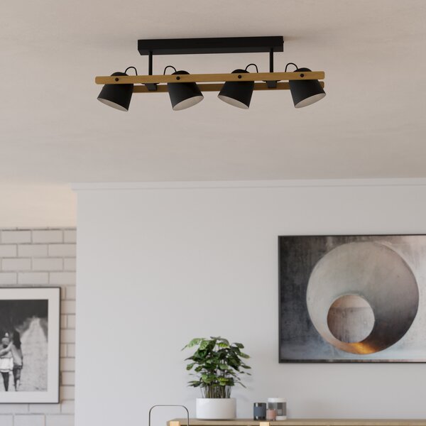 EGLO connect plafonieră LED Hornwood-Z, 4 becuri, negru, reglabil, Negru, Camera de zi / sufragerie, Metal, Scandinavă