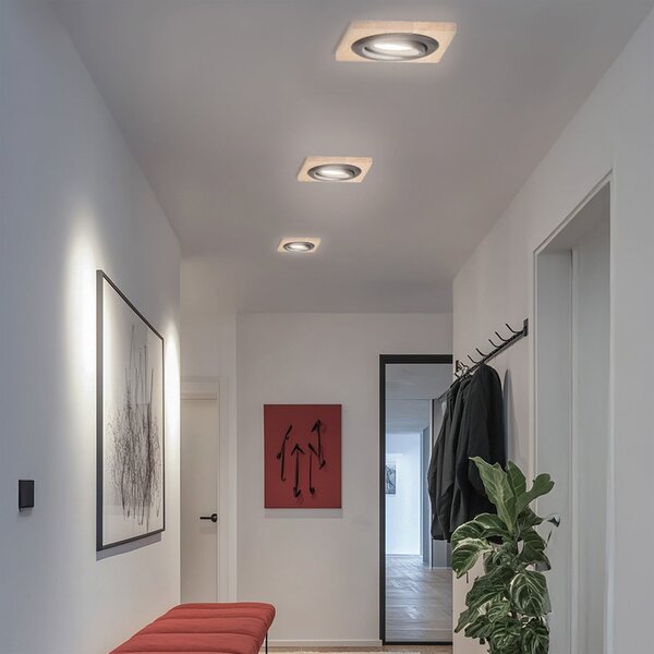 Lamkur Lampă de încastrare în tavan Tobby, 10 x cm, set 3 bucăți, lemn stejar, reglabil, Lemn, Camera de zi / sufragerie, Lemn, Scandinavă, Luminile încastrate unghiulare