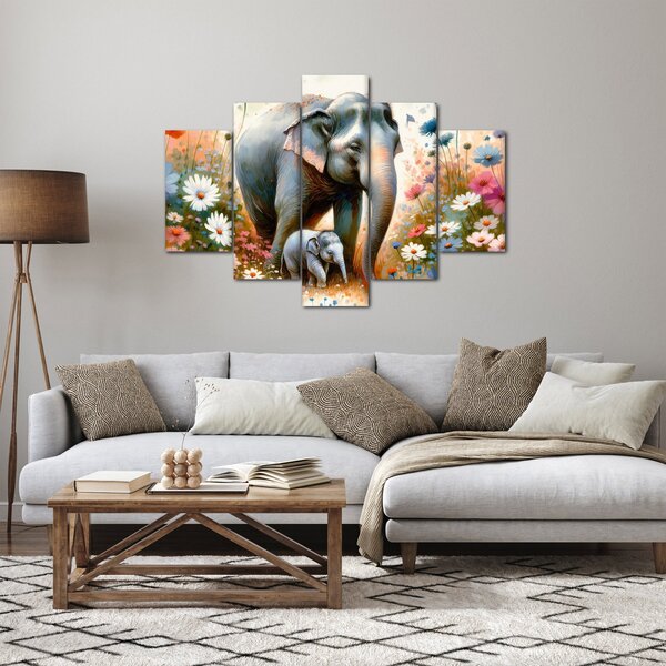 Tablou - Mama elefant, acuarelă (150x105 cm)