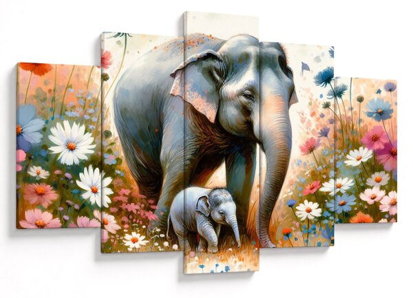 Tablou - Mama elefant, acuarelă (150x105 cm)