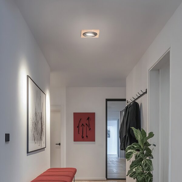 Lamkur Plafonieră LED încastrată Tobby, 10 x cm, lemn de stejar, GU10, reglabil, Lemn, Camera de zi / sufragerie, Lemn, Scandinavă, Luminile încastrate unghiulare