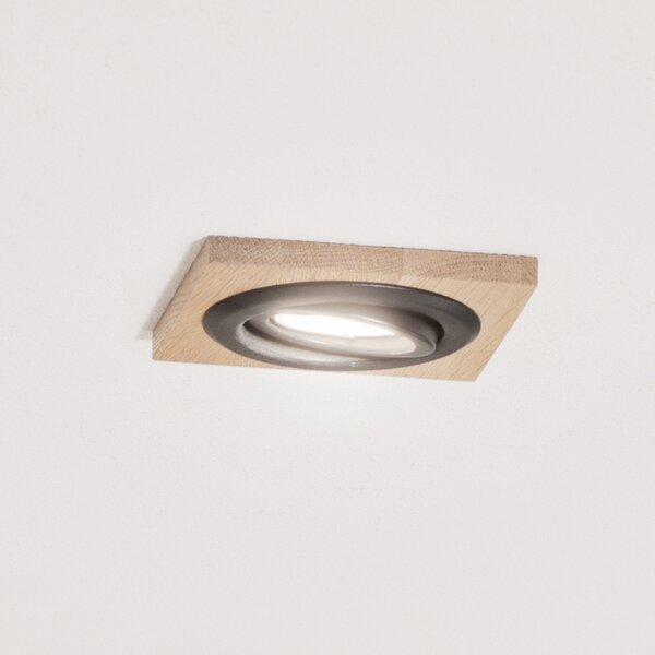 Lamkur Lampă de încastrare în tavan Tobby, 10 x cm, set 3 bucăți, lemn stejar, reglabil, Lemn, Camera de zi / sufragerie, Lemn, Scandinavă, Luminile încastrate unghiulare