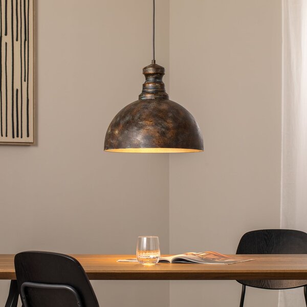Opviq Lampă suspendată Saglam, 1 bec, alamă veche, metal, Ø 40 cm, reglabil, Bronz / Alamă Veche, Camera de zi / sufragerie, Metal, Vintage