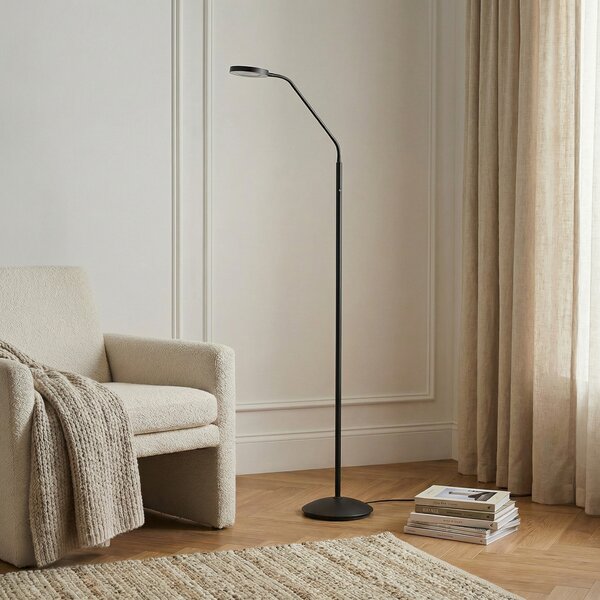 Lampadar Lindby, Elvyn, reglabil, Negru, Camera de zi, Metal, Modern