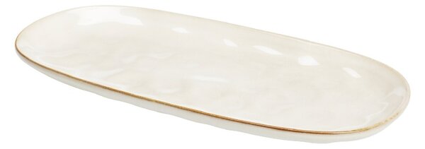 Platou oval crem, gresie, 31x15 cm
