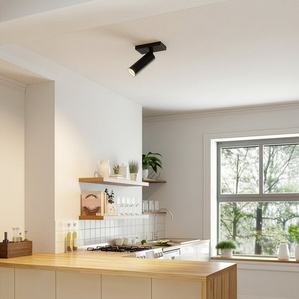 Arcchio Spot de tavan Brinja Slim, negru, 1 bec GU10 MR11, reglabil, Negru, Hol, Aluminiu, Modern