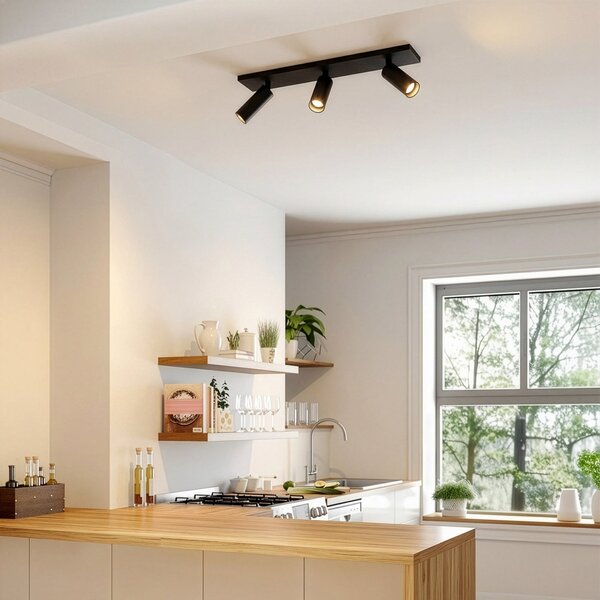 Arcchio Spot de tavan Brinja Slim, negru, 3 becuri GU10 MR11, reglabil, Negru, Hol, Aluminiu, Modern