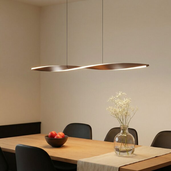 Lindby lampă suspendată LED Jaren, negru/maro, 100 cm, CCT, Maro / Rugină, Camera de zi / sufragerie, Metal, Modern