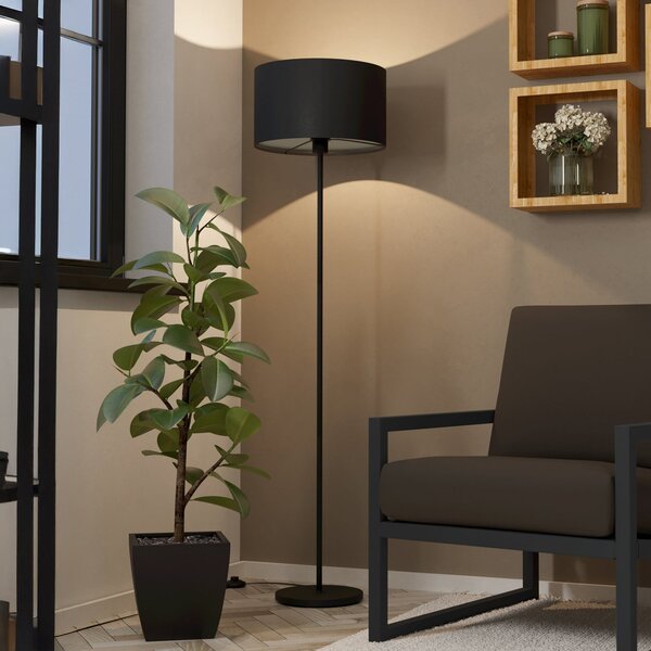 EGLO Maserlo lampadar, negru, inaltime 151 cm, tesatura / oțel, Negru, Camera de zi / sufragerie, Metal, Modern