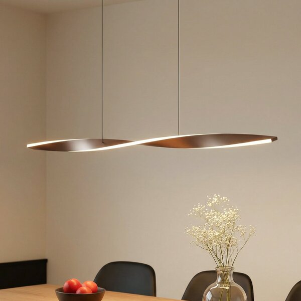 Lindby lampă suspendată LED Jaren, negru/maro, 100 cm, CCT, Maro / Rugină, Camera de zi / sufragerie, Metal, Modern