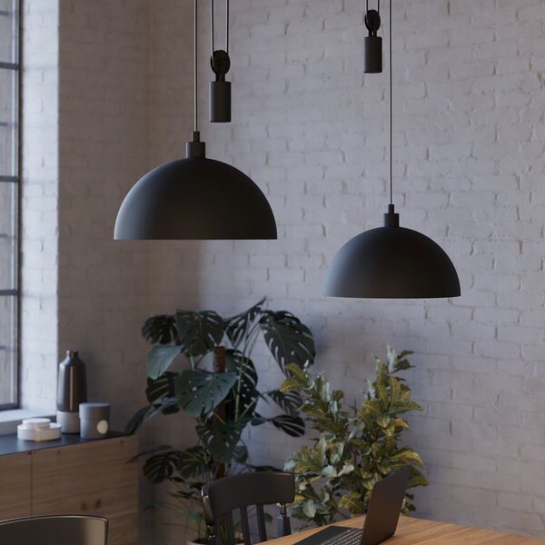 EGLO Lampă suspendată Winkworth, negru, lungime 118 cm, metal, 2 becuri., reglabil, Negru, Camera de zi / sufragerie, Metal
