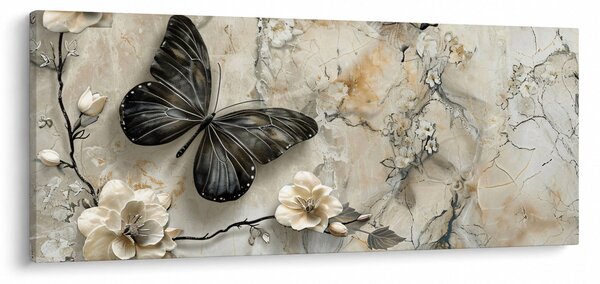 Tablou - Marmură de fundal cu fluturi (120x50 cm)