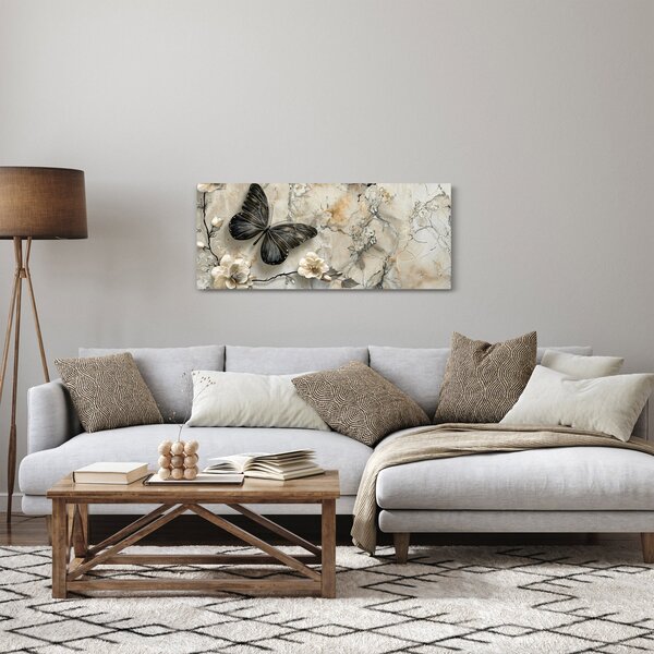 Tablou - Marmură de fundal cu fluturi (120x50 cm)
