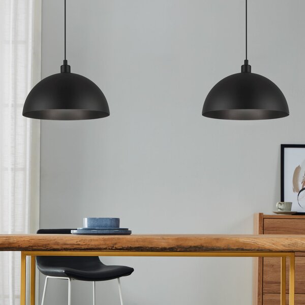 EGLO Lampă suspendată Winkworth, negru, lungime 118 cm, metal, 2 becuri., reglabil, Negru, Camera de zi / sufragerie, Metal