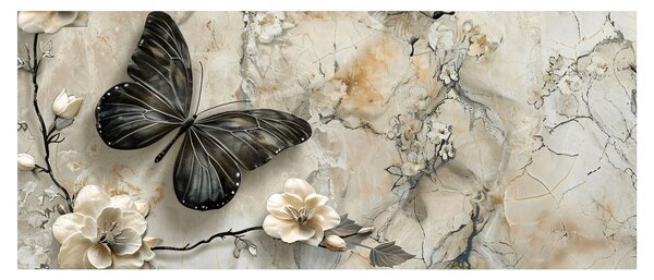 Tablou - Marmură de fundal cu fluturi (120x50 cm)