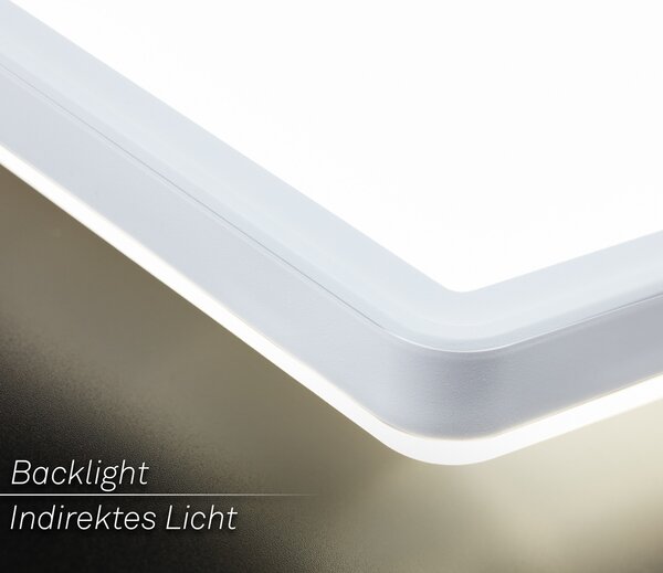 Briloner Plafonieră LED Tava, alb, plastic, 98 cm, iluminare din spate, Alb, Camera de zi / sufragerie, Plastic, Modern