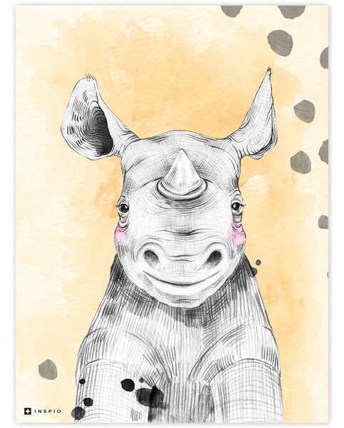 Pictură pentru camera copiilor - Color cu rinocer